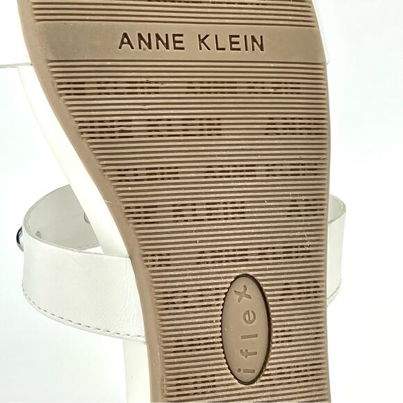 Anne Klein Iflex Ely Flat Slide Sandal Size 8.5 White Faux Leather Cushioned - Picture 10 of 16